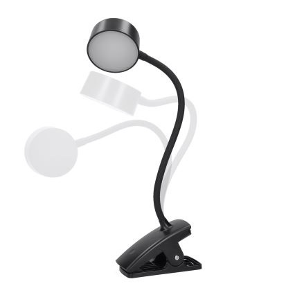 LED Prigušiva fleksibilna punjiva stolna lampa s kopčom LED/2W/1800 mAh 3000/4000/6500K crna