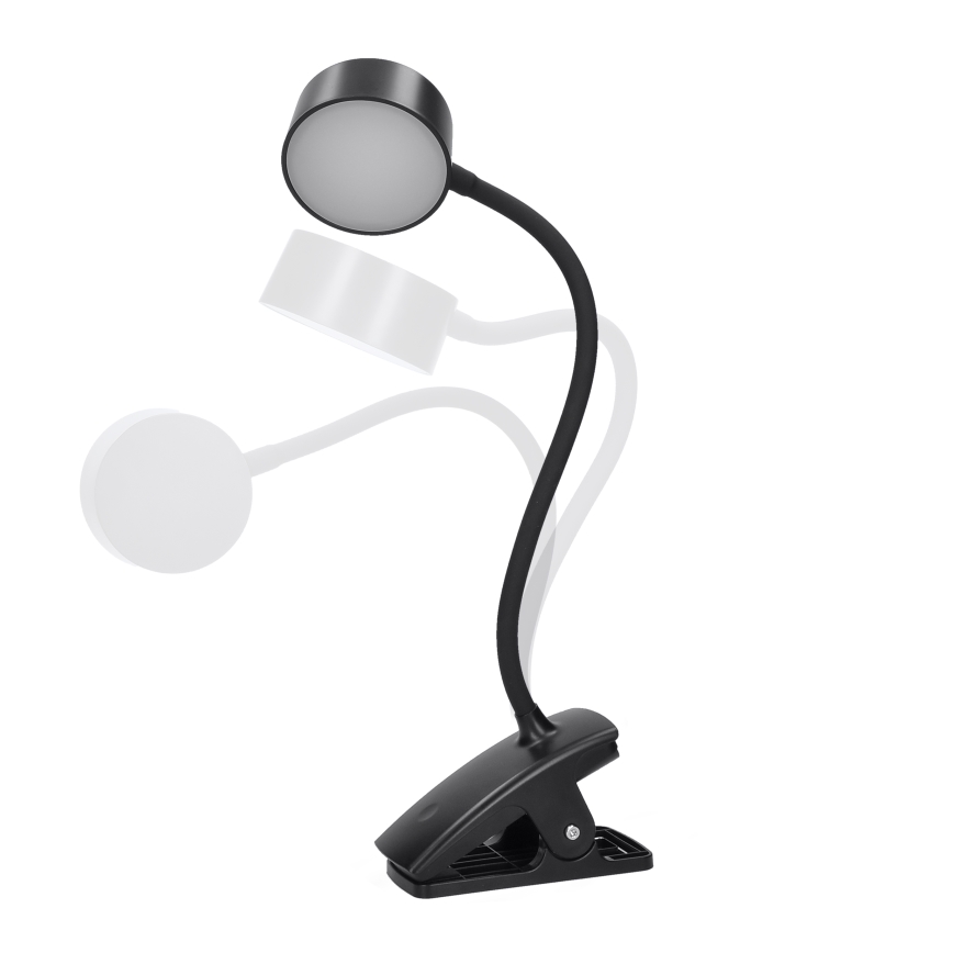 LED Prigušiva fleksibilna punjiva stolna lampa s kopčom LED/2W/1800 mAh 3000/4000/6500K crna