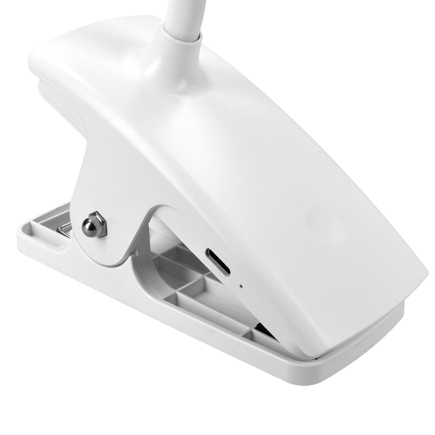 LED Prigušiva fleksibilna punjiva stolna lampa s kopčom LED/2W/1800 mAh 3000/4000/6500K bijela
