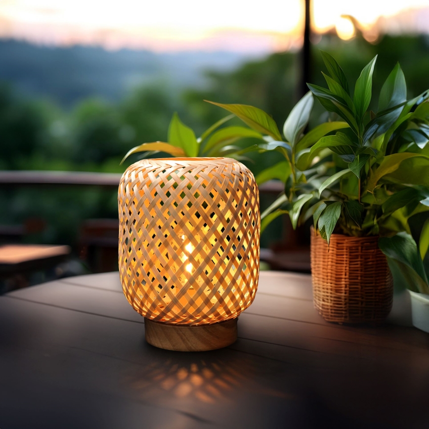 LED Dekorativna stolna lampa BOHO LED/2xAAA ratan