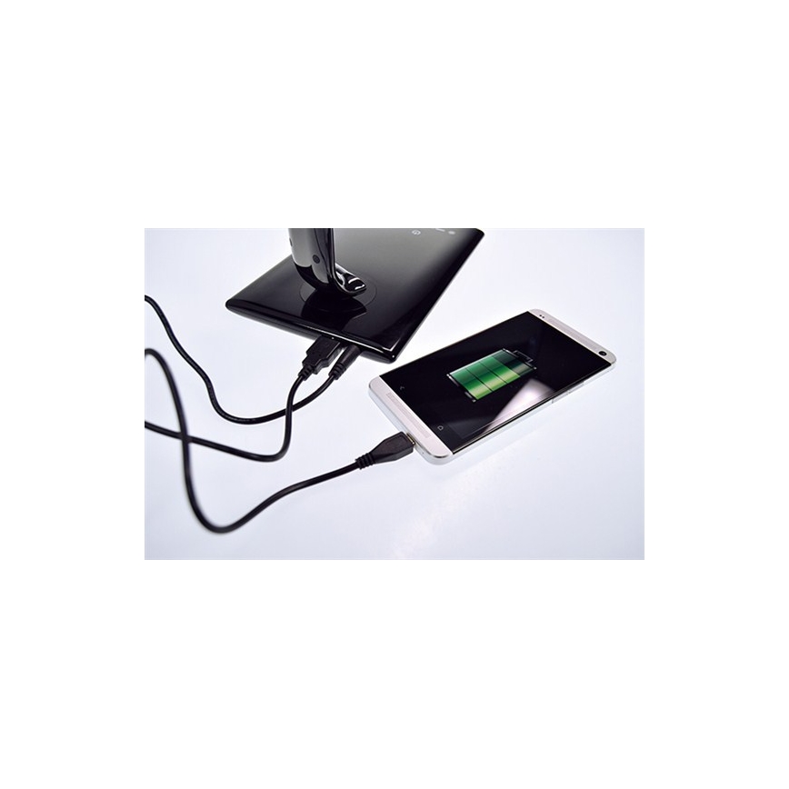 LED Prigušiva stolna lampa USB konektor LED/12W/230V crna
