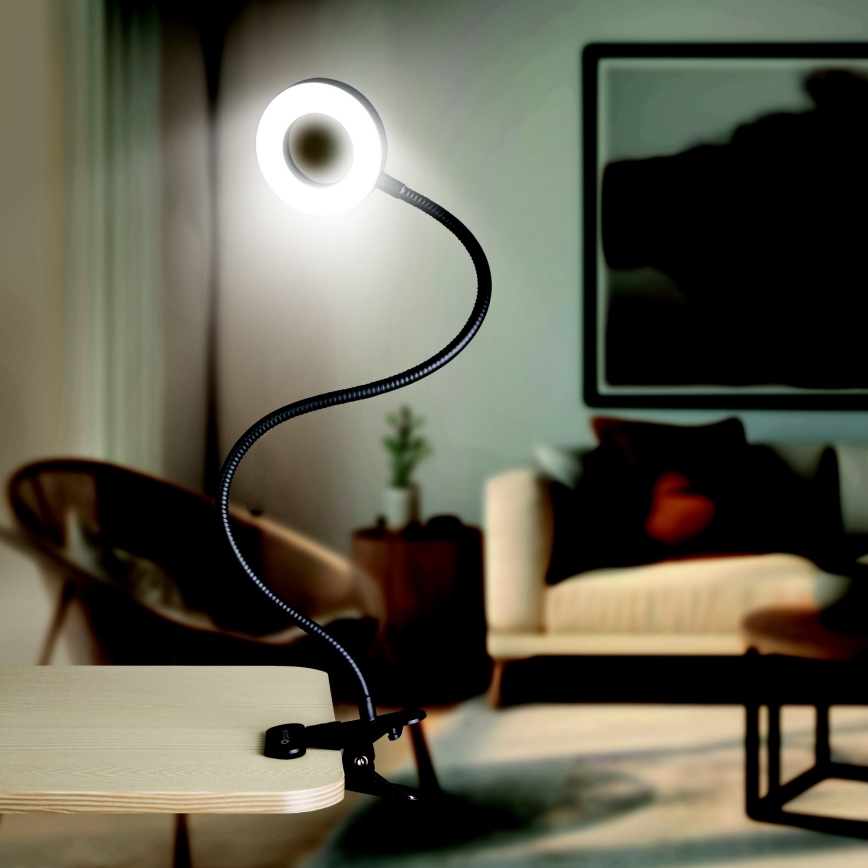 LED Stolna lampa s kopčom i mogućnošću prigušenja LED/8W/230V 3000/4000/5000K crna