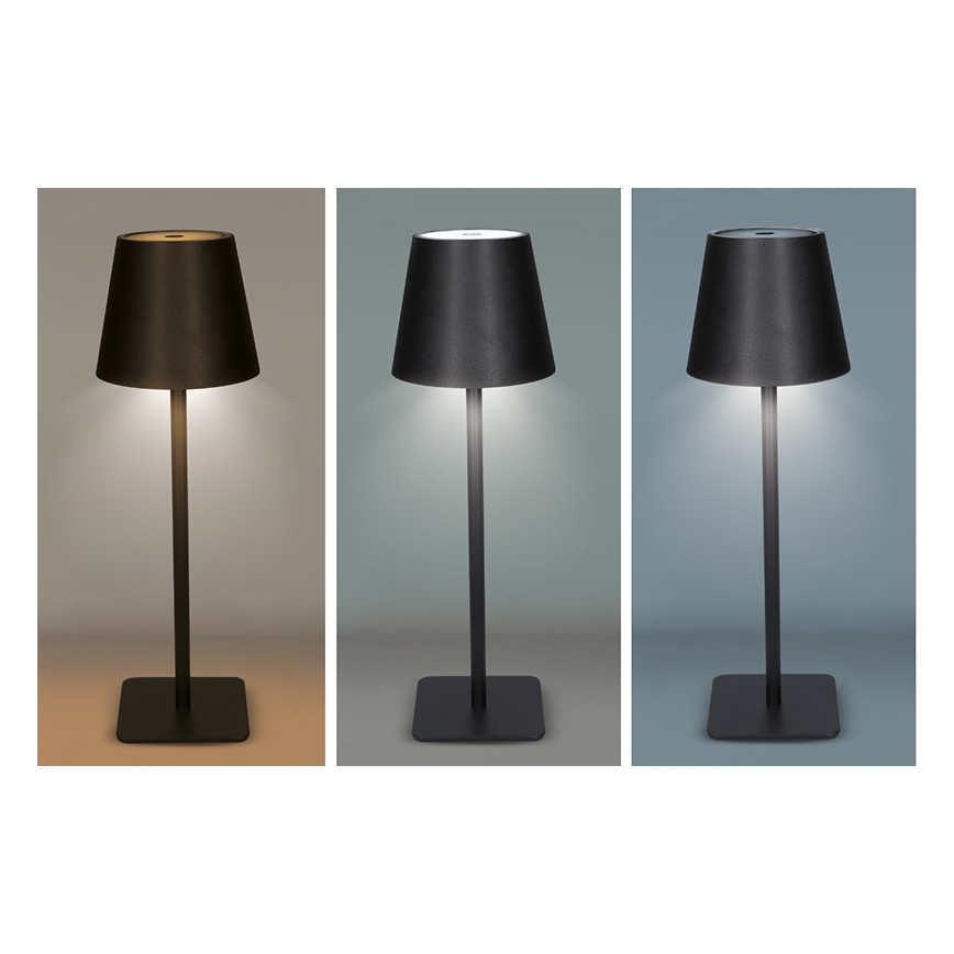 LED punjiva dodirna stolna lampa LUCCA s mogućnošću prigušivanja LED/3,7V 3000/4000/6500K 2000 mAh crna