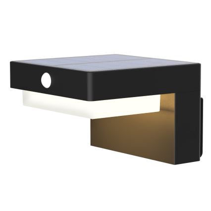 LED Solarna zidna svjetiljka sa senzorom za pokret i dan/noć PALERMO LED/5W/2000 mAh IP54 crna