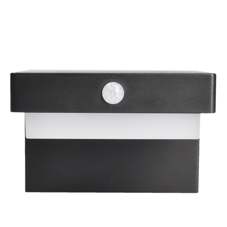 LED Solarna zidna svjetiljka sa senzorom za pokret i dan/noć PALERMO LED/5W/2000 mAh IP54 crna