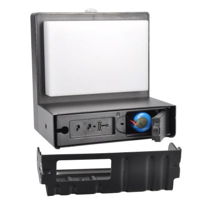 LED Solarna zidna svjetiljka sa senzorom za pokret i dan/noć PALERMO LED/5W/2000 mAh IP54 crna