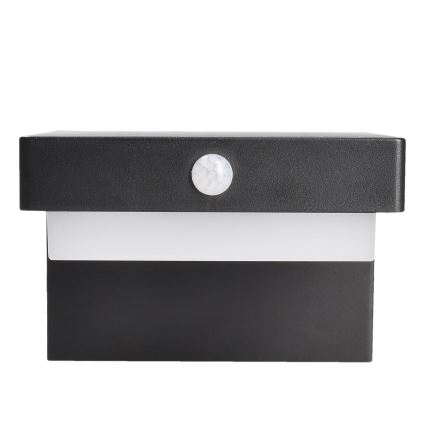LED Solarno zidno svjetlo s senzorom pokreta i sumraka PALERMO LED/5W/3,7V 2000 mAh IP54 crno