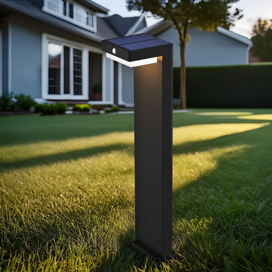 LED Solarna lampa sa senzorom za pokret i dan/noć PALERMO LED/5W/2000 mAh IP54 crna