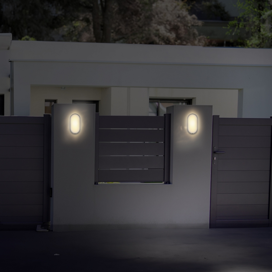 LED Vanjska zidna svjetiljka LED/20W/230V 4000K IP54 siva ovalno
