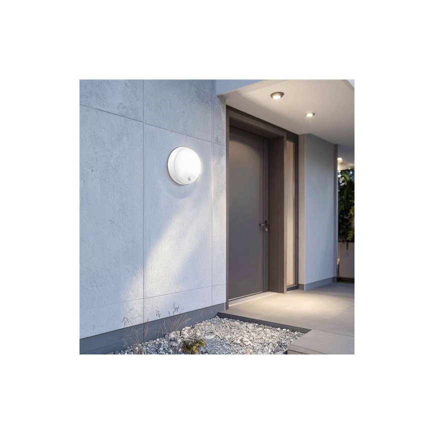 LED vanjsko zidno svjetlo sa senzorom 2u1 LED/20W/230V 3000/4000/6500K IP65 prom. 22 cm