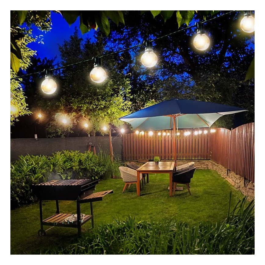 LED Vanjski dekorativni lanac GIRLANDA 25xE12 20m IP44 topla bijela