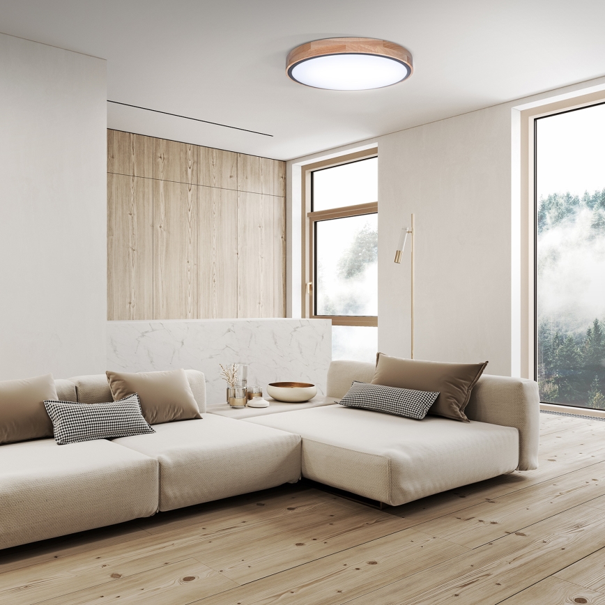Prigušivo stropno LED svjetlo IRON OAK LED/48W/230V 3000-6500K hrast, promjer 40 cm + daljinski upravljač