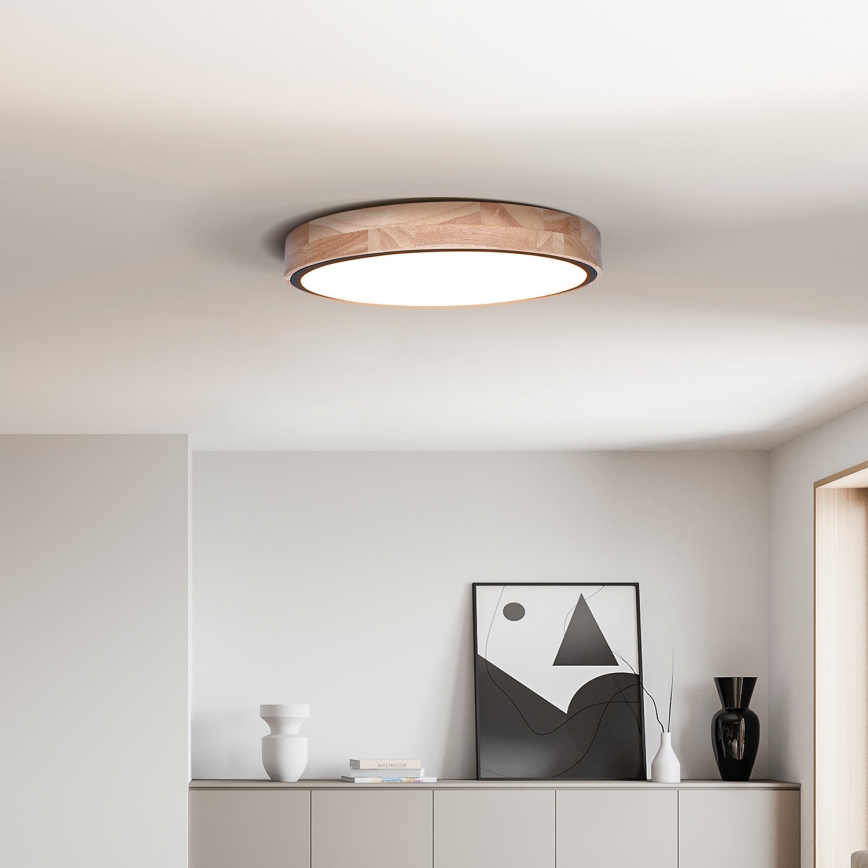 Prigušivo stropno LED svjetlo IRON OAK LED/48W/230V 3000-6500K hrast, promjer 40 cm + daljinski upravljač