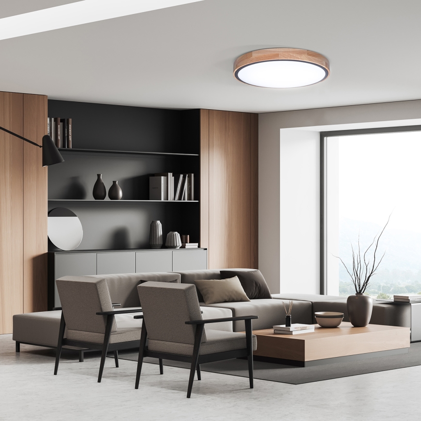 Prigušivo stropno LED svjetlo IRON OAK LED/48W/230V 3000-6500K hrast, promjer 40 cm + daljinski upravljač