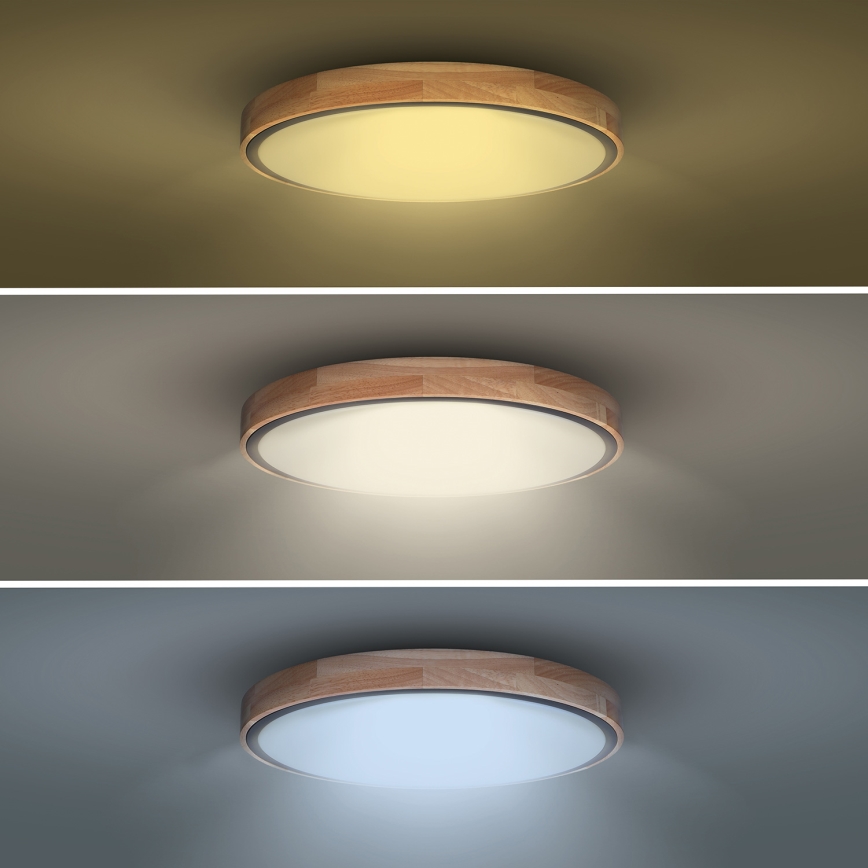 Prigušivo stropno LED svjetlo IRON OAK LED/48W/230V 3000-6500K hrast, promjer 40 cm + daljinski upravljač