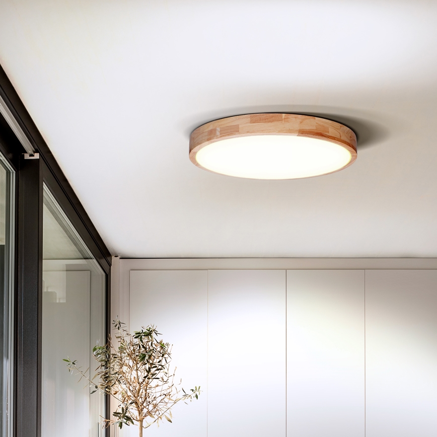 LED Prigušiva stropna svjetiljka SOLID OAK LED/48W/230V 3000-6500K hrast pr. 39 cm + daljinski upravljač