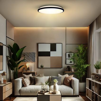 LED Prigušiva stropna svjetiljka JAMIL LED/48W/230V 3000-6500K crna + daljinski upravljač