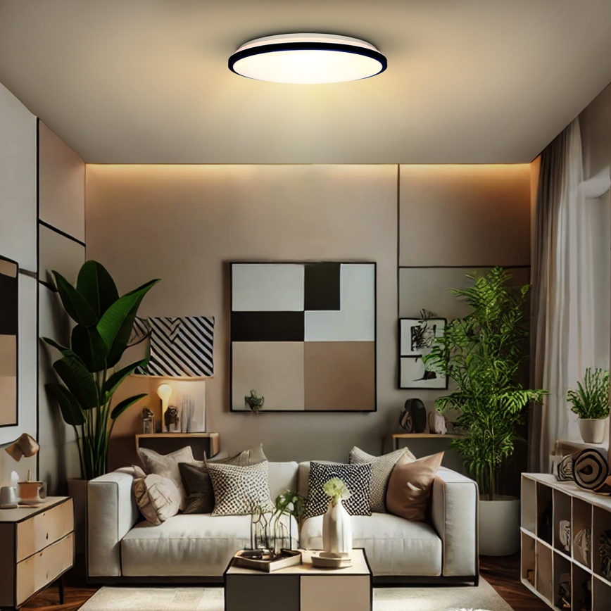 LED Prigušiva stropna svjetiljka JAMIL LED/48W/230V 3000-6500K crna + daljinski upravljač