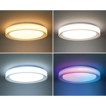 LED RGB Prigušiva stropna svjetiljka FLOCO LED/30W/230V 3000-6500K + RGB/6W pr. 40cm + daljinski upravljač