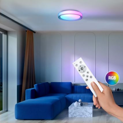 LED RGB Prigušiva stropna svjetiljka FLOCO LED/30W/230V 3000-6500K + RGB/6W pr. 40cm + daljinski upravljač
