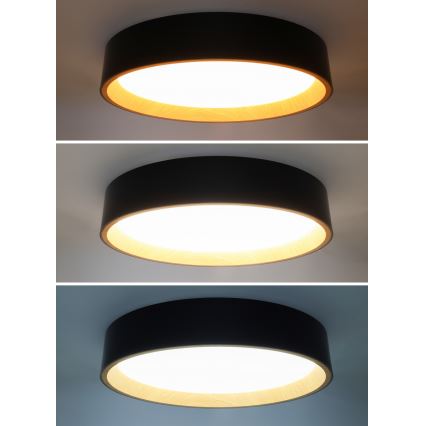 LED Prigušiva stropna svjetiljka LARIOS LED/48W/230V 3000-6500K pr.39 cm crna + daljinski upravljač