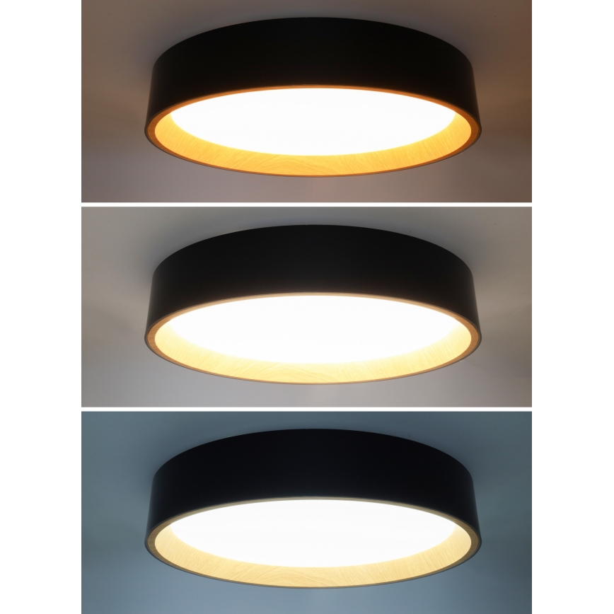 LED Prigušiva stropna svjetiljka LARIOS LED/48W/230V 3000-6500K pr.39 cm crna + daljinski upravljač