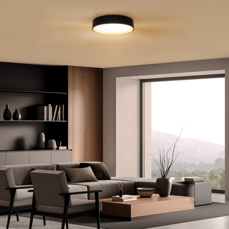 LED Prigušiva stropna svjetiljka LARIOS LED/48W/230V 3000-6500K pr.39 cm crna + daljinski upravljač