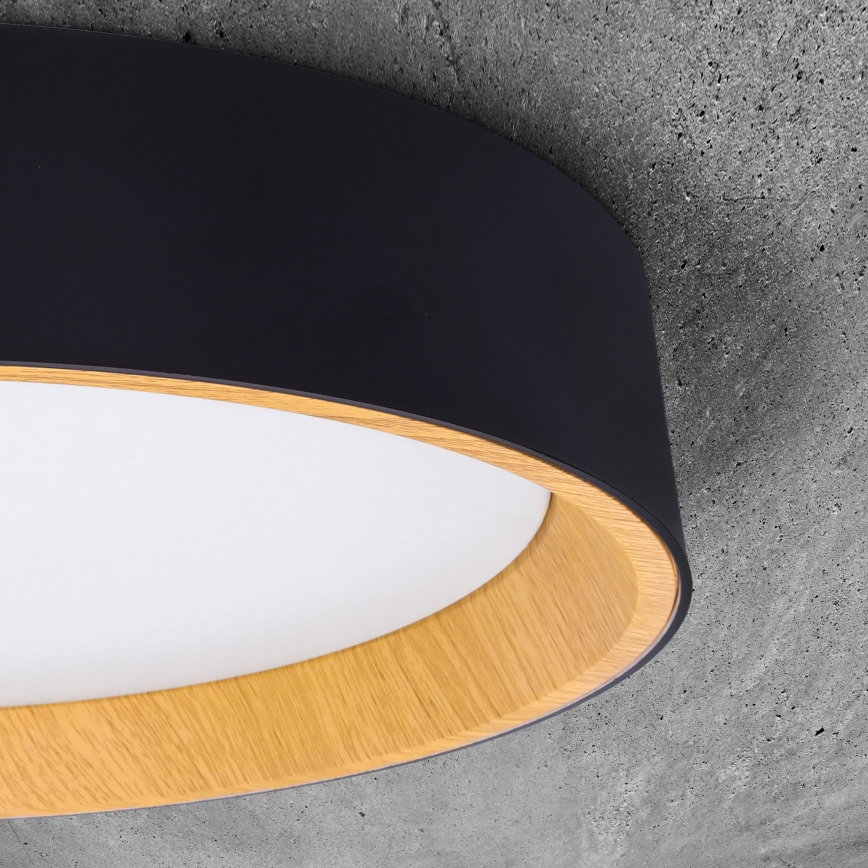 LED Prigušiva stropna svjetiljka LARIOS LED/48W/230V 3000-6500K pr.39 cm crna + daljinski upravljač