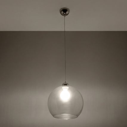 Luster na sajli BALL 1xE27/15W/230V Ø 30 cm proziran/sjajni krom
