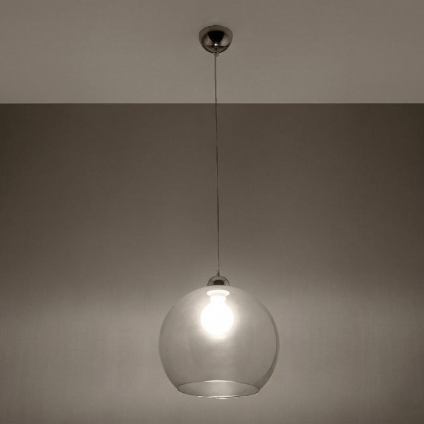 Luster na sajli BALL 1xE27/15W/230V Ø 30 cm proziran/sjajni krom