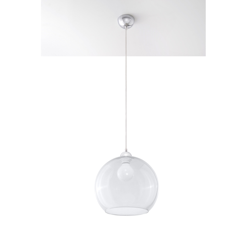Luster na sajli BALL 1xE27/15W/230V Ø 30 cm proziran/sjajni krom