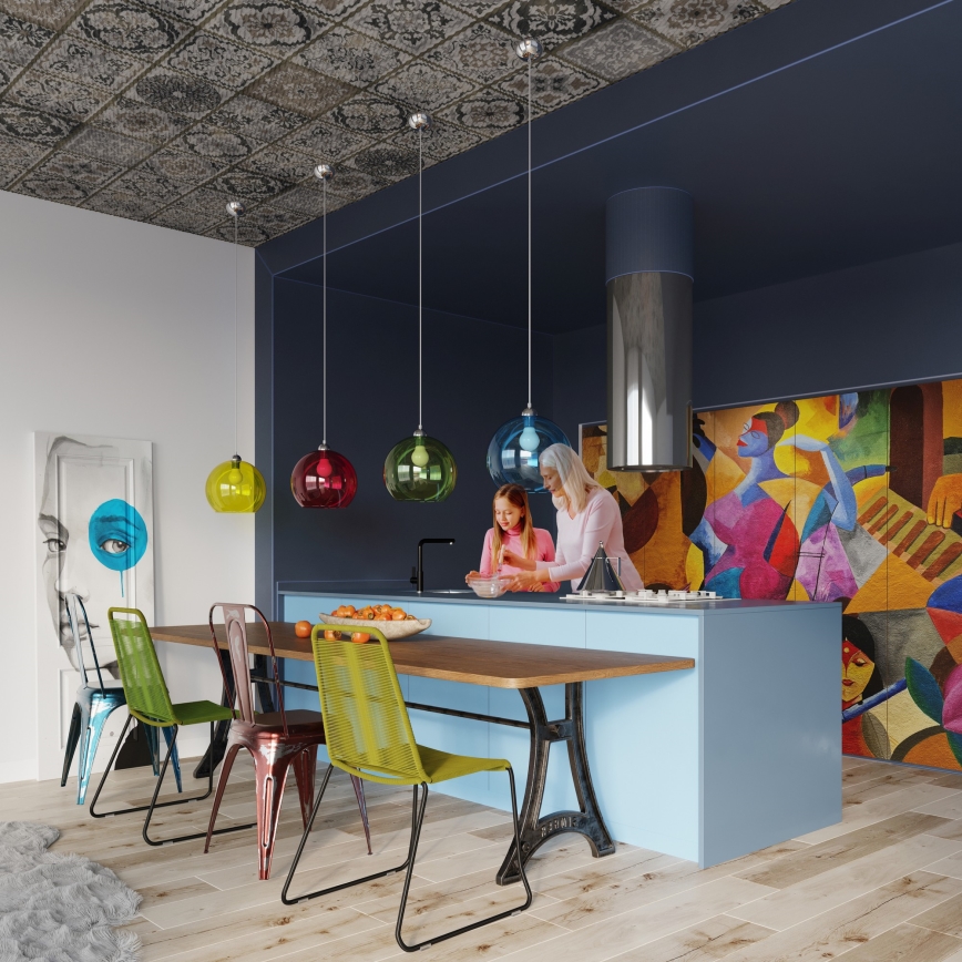 Visilica na sajli BALL 1xE27/15W/230V Ø 30 cm bijela