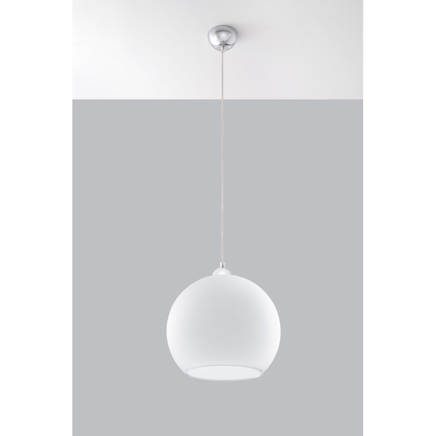 Luster na kabelu BALL 1xE27/15W/230V Ø 30 cm bijela/sjajni krom