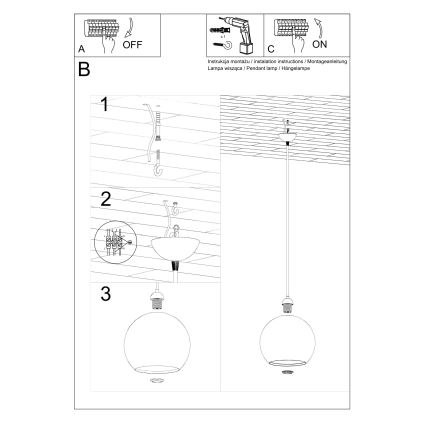 Luster na kabelu BALL 1xE27/15W/230V Ø 30 cm bijela/sjajni krom
