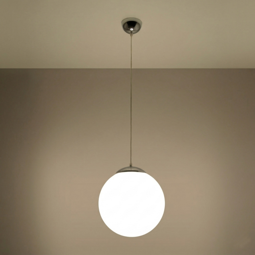 Luster na sajli UGO 1xE27/15W/230V Ø30 cm bijela/sjajni krom
