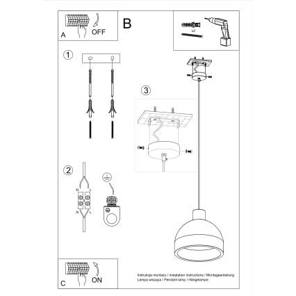 Luster na sajli DAMASO 1xE27/60W/230V beton