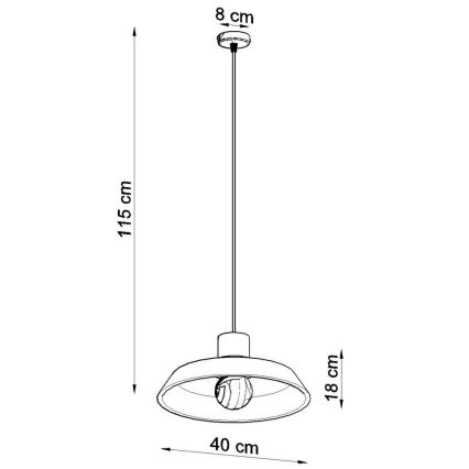 Luster na sajli AFRA 1xE27/60W/230V siva/bukva