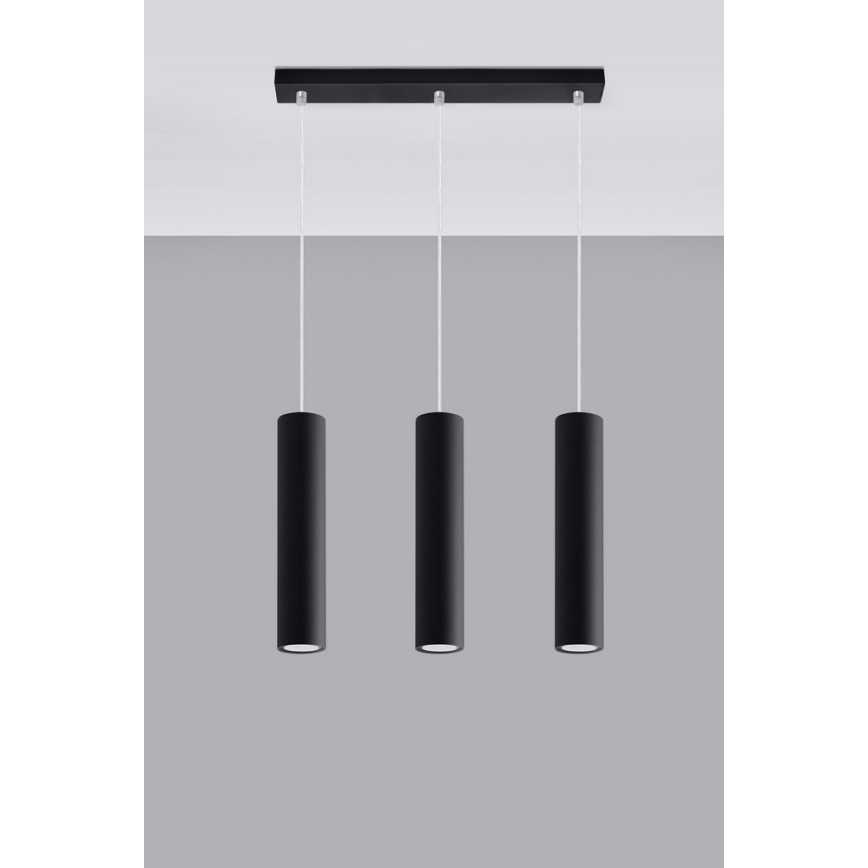 Luster na sajli LAGOS 3 3xGU10/10W/230V crna