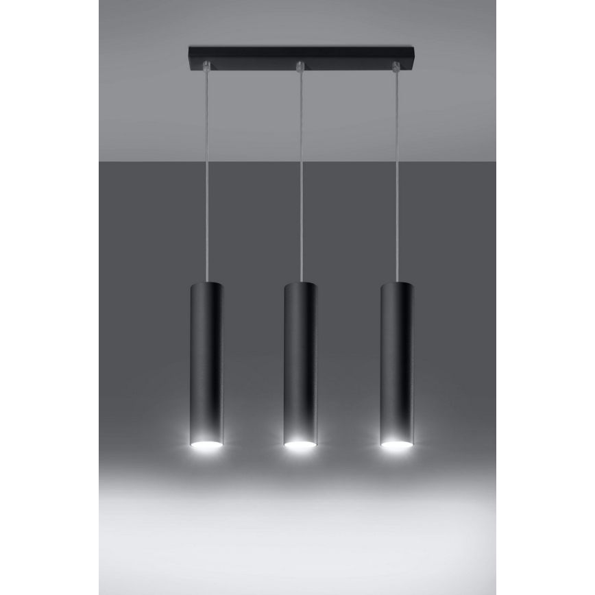 Luster na sajli LAGOS 3 3xGU10/10W/230V crna