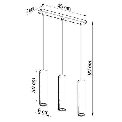 Luster na sajli LAGOS 3 3xGU10/10W/230V crna