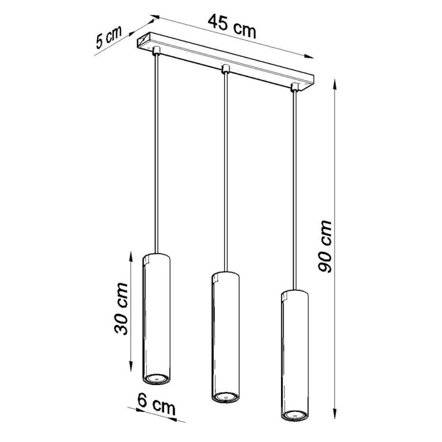 Luster na sajli LAGOS 3 3xGU10/10W/230V crna
