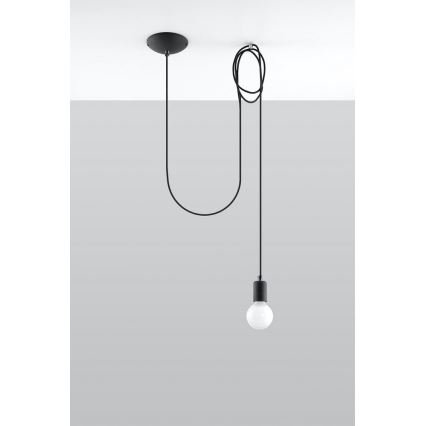 Luster na sajli EDISON 1 1xE27/60W/230V pauk crna
