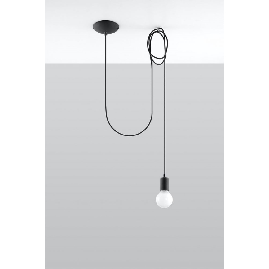 Luster na sajli EDISON 1 1xE27/60W/230V pauk crna
