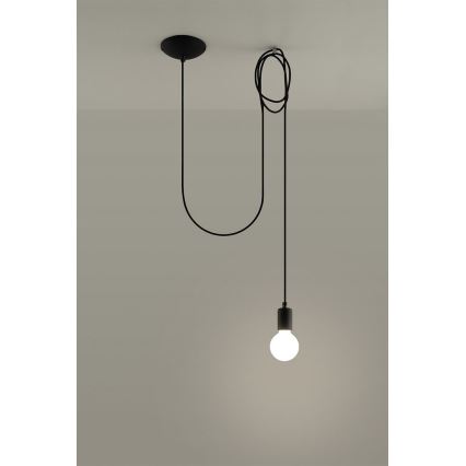 Luster na sajli EDISON 1 1xE27/60W/230V pauk crna