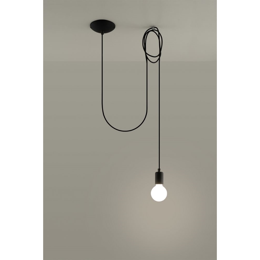 Luster na sajli EDISON 1 1xE27/60W/230V pauk crna