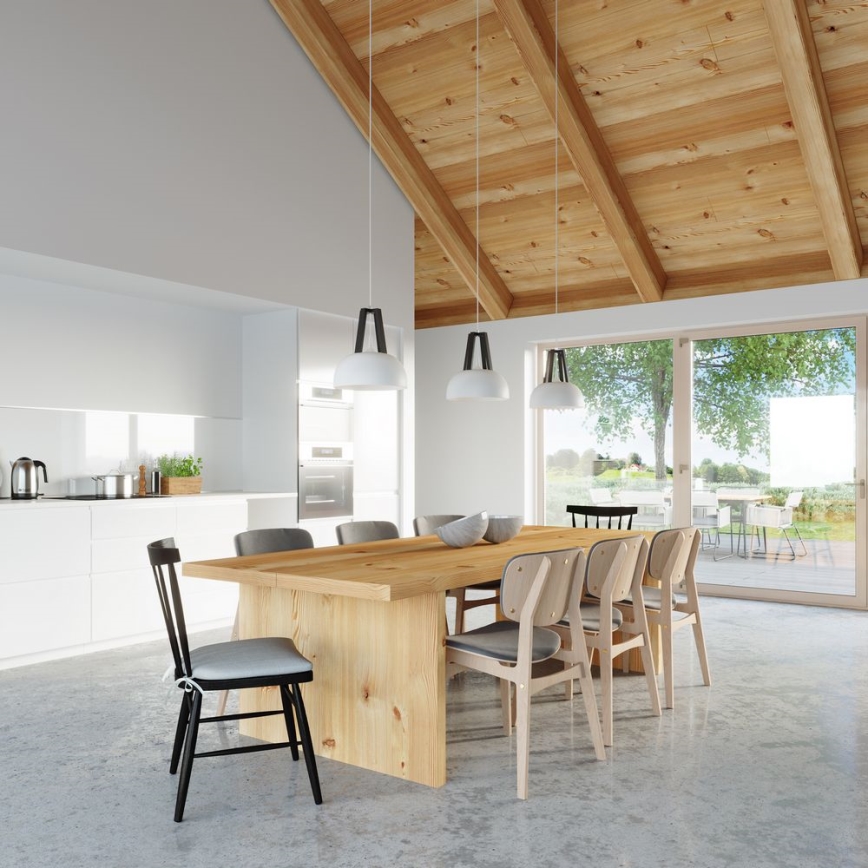 Luster na sajli CASCO 1xE27/60W/230V pr. 30 cm breza/bukva