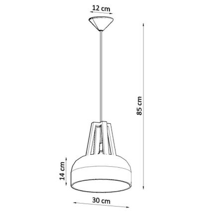 Luster na sajli CASCO 1xE27/60W/230V pr. 30 cm breza/bukva