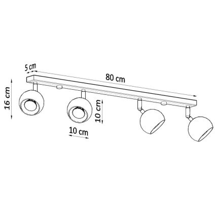 Stropna reflektorska svjetiljka OCULARE 4xGU10/10W/230V