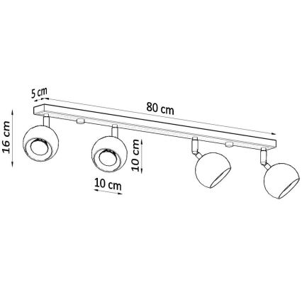 Stropna reflektorska svjetiljka OCULARE 4xGU10/10W/230V
