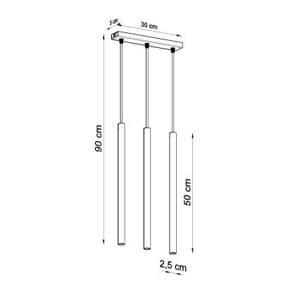 Luster na sajli PASTELO 3xG9/8W/230V bijela